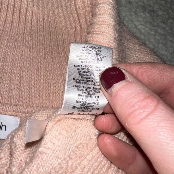 Calvin Klein Womens Light Pink Peach Oversized Cowl Neck Sweater - Size Large - Picture 6 of 10